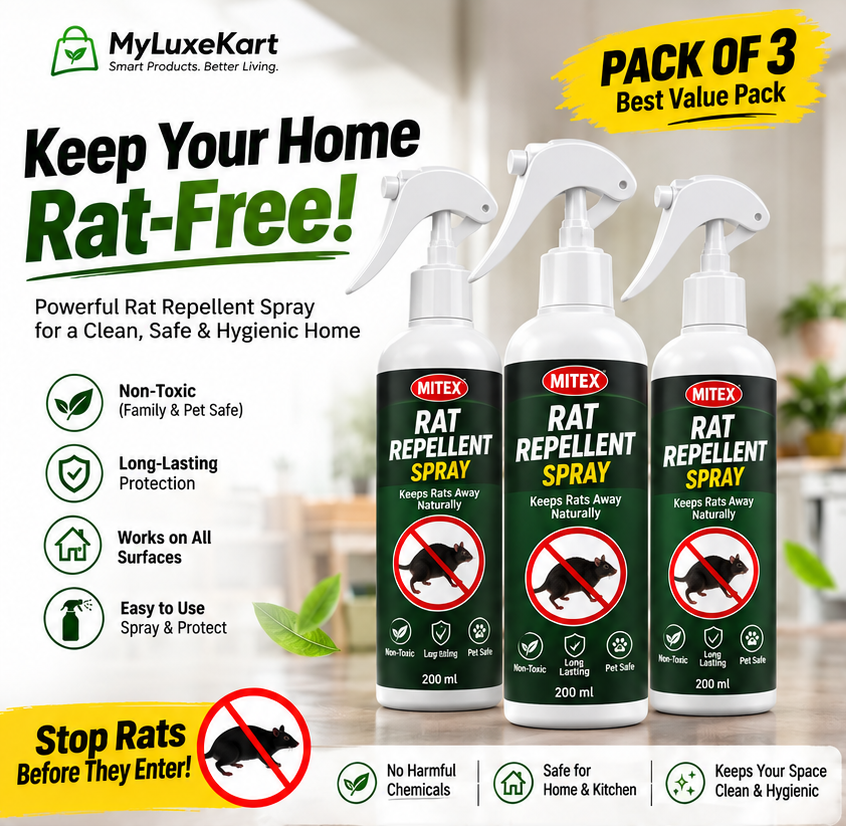 Mitex Rat Repellent Spray – Pack of 3 | Natural Rat Protection for Home, Car & Office.