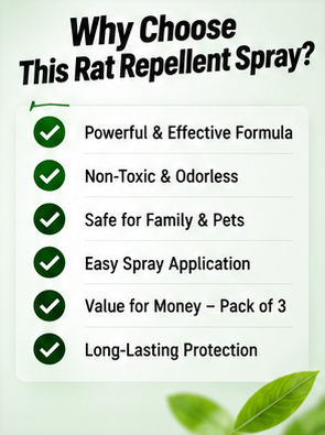 Mitex Rat Repellent Spray – Pack of 3 | Natural Rat Protection for Home, Car & Office.