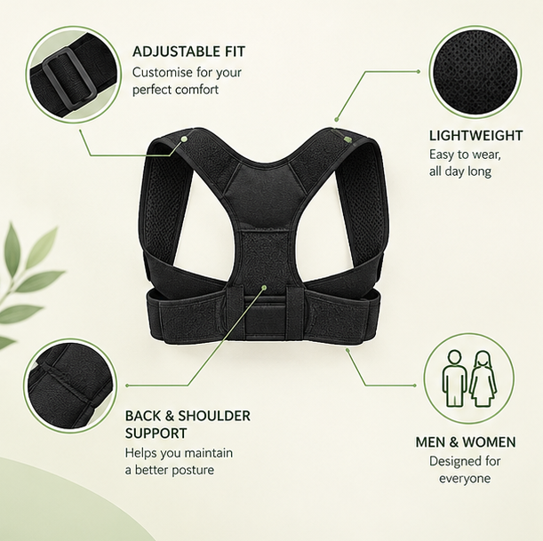Posture Corrector Free Size Designed to provide exceptional Back Straight And Shoulder Support Belt